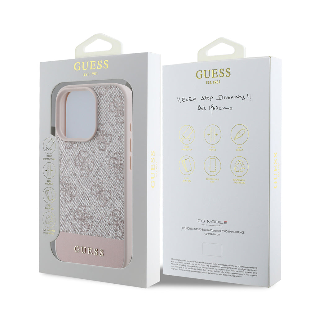 iPhone 16 Pro Kılıf Guess Orjinal Lisanslı PU Deri Şerit Logo Dizaynlı Kapak