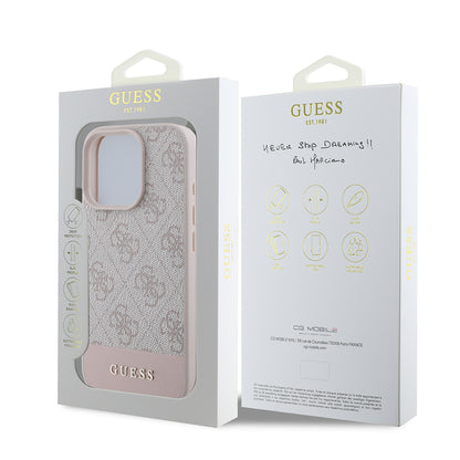 iPhone 16 Pro Kılıf Guess Orjinal Lisanslı PU Deri Şerit Logo Dizaynlı Kapak