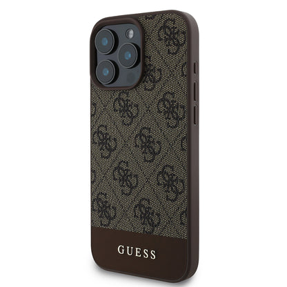 iPhone 16 Pro Kılıf Guess Orjinal Lisanslı PU Deri Şerit Logo Dizaynlı Kapak