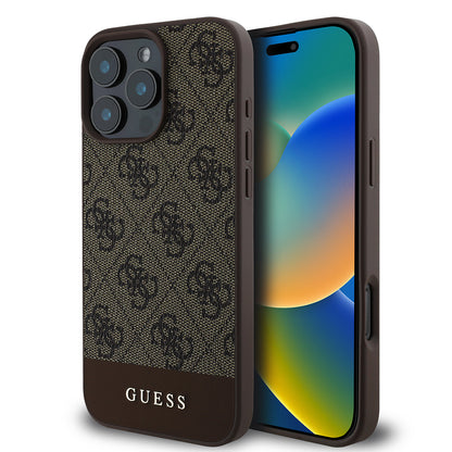 iPhone 16 Pro Kılıf Guess Orjinal Lisanslı PU Deri Şerit Logo Dizaynlı Kapak