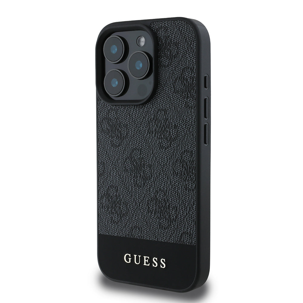 iPhone 16 Pro Kılıf Guess Orjinal Lisanslı PU Deri Şerit Logo Dizaynlı Kapak