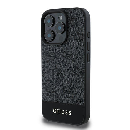 iPhone 16 Pro Kılıf Guess Orjinal Lisanslı PU Deri Şerit Logo Dizaynlı Kapak
