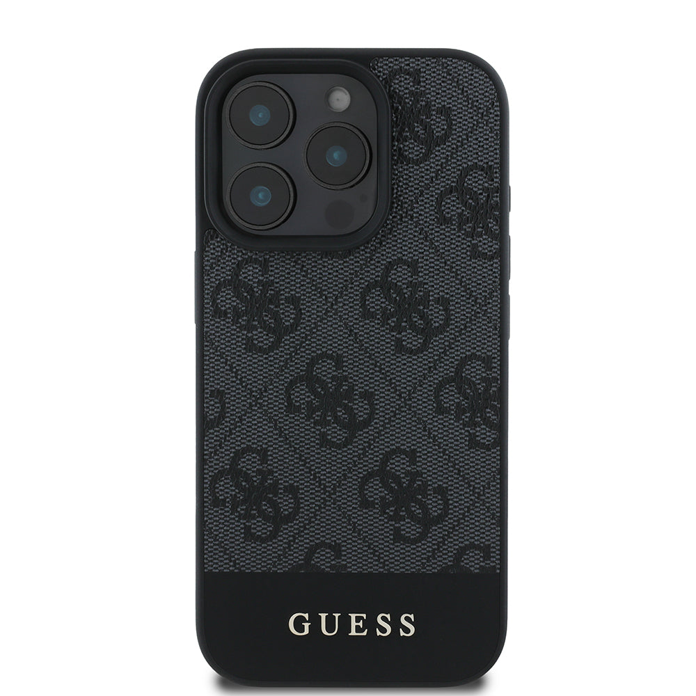 iPhone 16 Pro Kılıf Guess Orjinal Lisanslı PU Deri Şerit Logo Dizaynlı Kapak