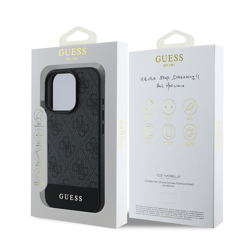 iPhone 16 Pro Kılıf Guess Orjinal Lisanslı PU Deri Şerit Logo Dizaynlı Kapak