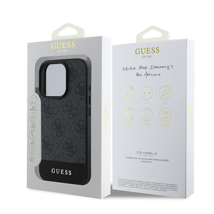 iPhone 16 Pro Kılıf Guess Orjinal Lisanslı PU Deri Şerit Logo Dizaynlı Kapak