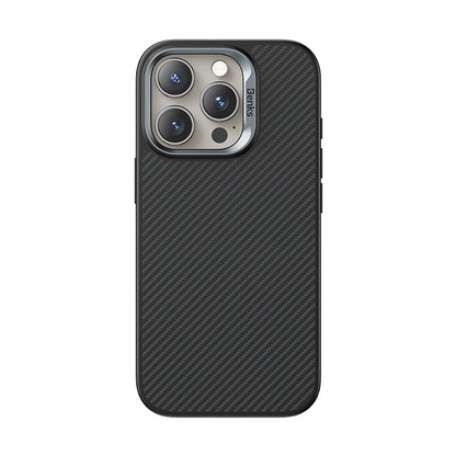 iPhone 16 Pro Kılıf Karbon Fiber M-safe Şarj Özellikli Kamerra Kontrol Butonlu Benks Hybrid ArmorPro 600D Kevlar Kapak