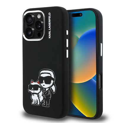 iPhone 16 Pro Kılıf Karl Lagerfeld Orjinal Lisanslı Karl & Choupette Sketch Logo Sililkon Kapak