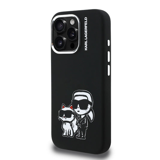 iPhone 16 Pro Kılıf Karl Lagerfeld Orjinal Lisanslı Karl & Choupette Sketch Logo Sililkon Kapak