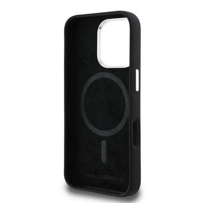 iPhone 16 Pro Kılıf Karl Lagerfeld Orjinal Lisanslı Karl & Choupette Sketch Logo Sililkon Kapak