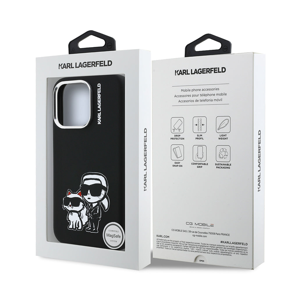 iPhone 16 Pro Kılıf Karl Lagerfeld Orjinal Lisanslı Karl & Choupette Sketch Logo Sililkon Kapak