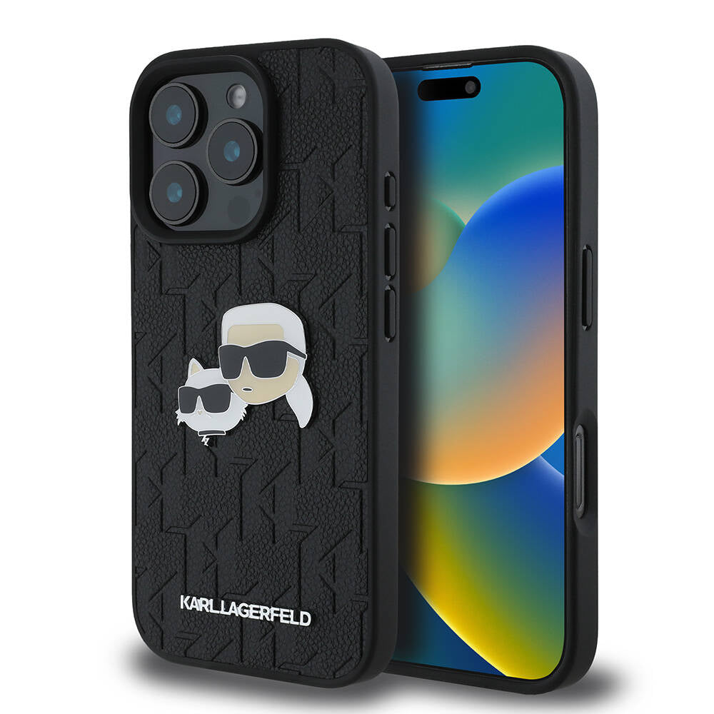 iPhone 16 Pro Kılıf Karl Lagerfeld Orjinal Lisanslı K&C Heads Monogram Pin Kapak