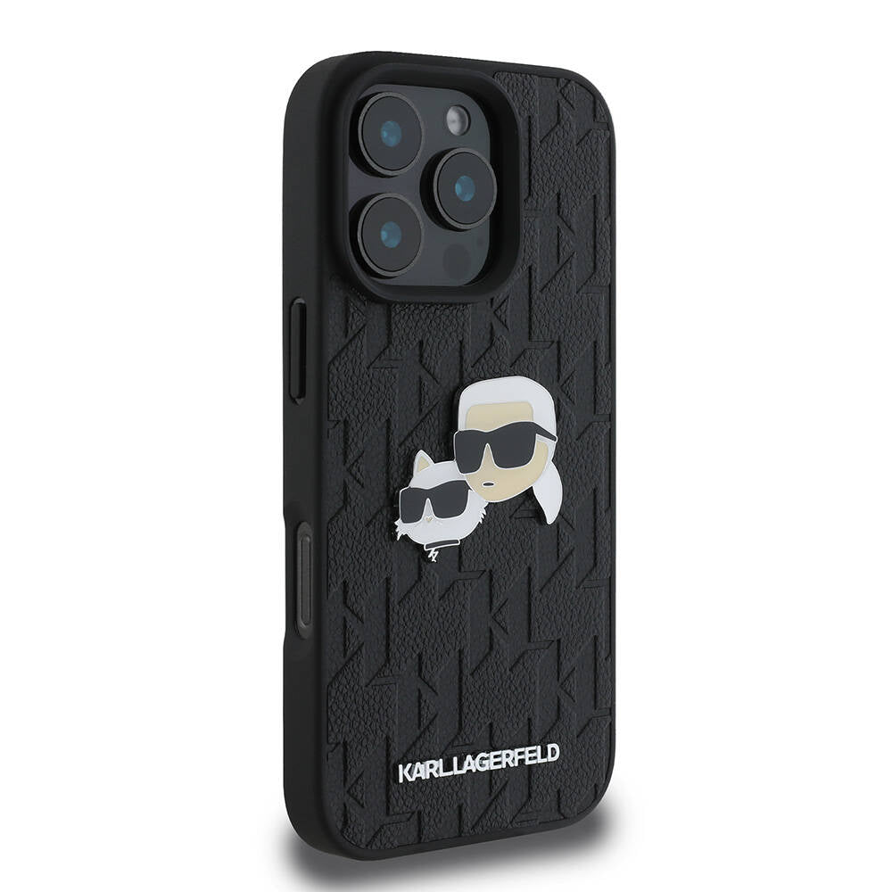 iPhone 16 Pro Kılıf Karl Lagerfeld Orjinal Lisanslı K&C Heads Monogram Pin Kapak