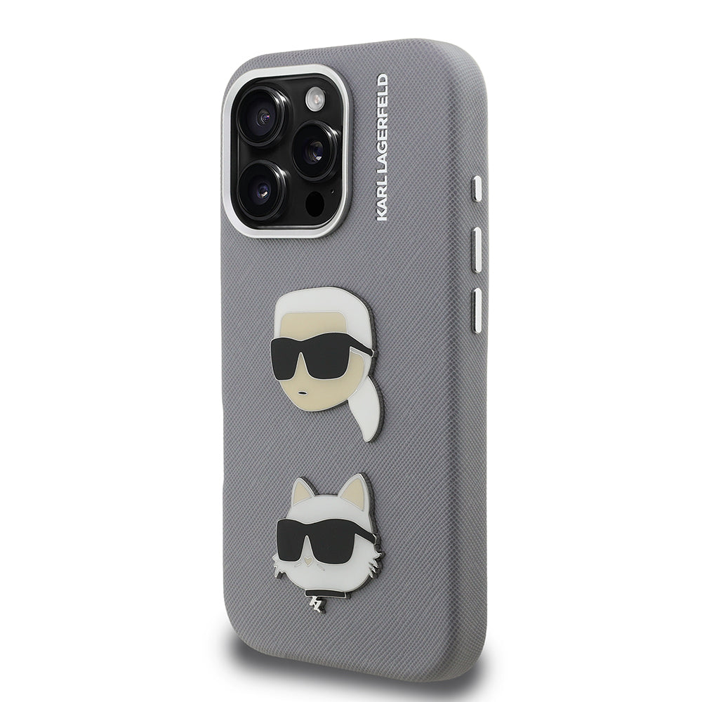 iPhone 16 Pro Kılıf Karl Lagerfeld Orjinal Lisanslı K&C Heads Pin Kapak