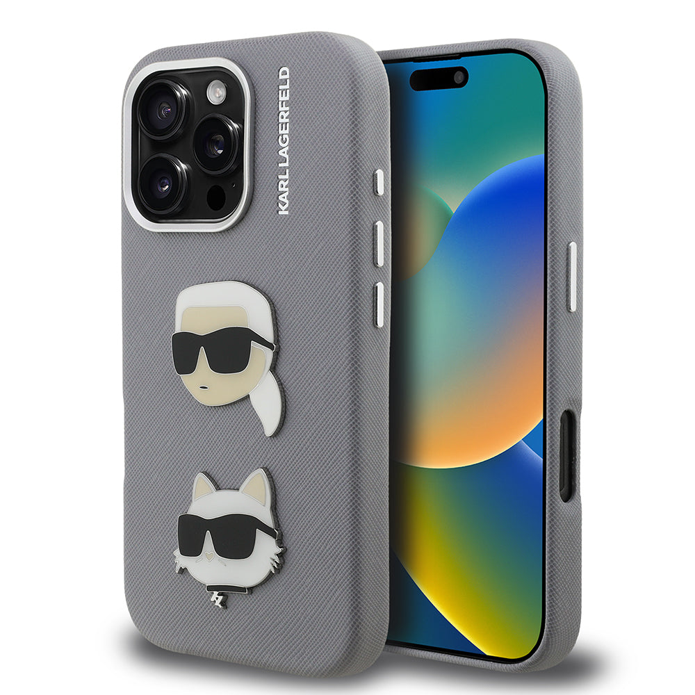 iPhone 16 Pro Kılıf Karl Lagerfeld Orjinal Lisanslı K&C Heads Pin Kapak