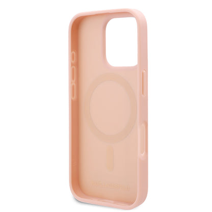 iPhone 16 Pro Kılıf Karl Lagerfeld Orjinal Lisanslı M-safe Şarj Özellikli KL Yazılı Hot Stamp Kapak