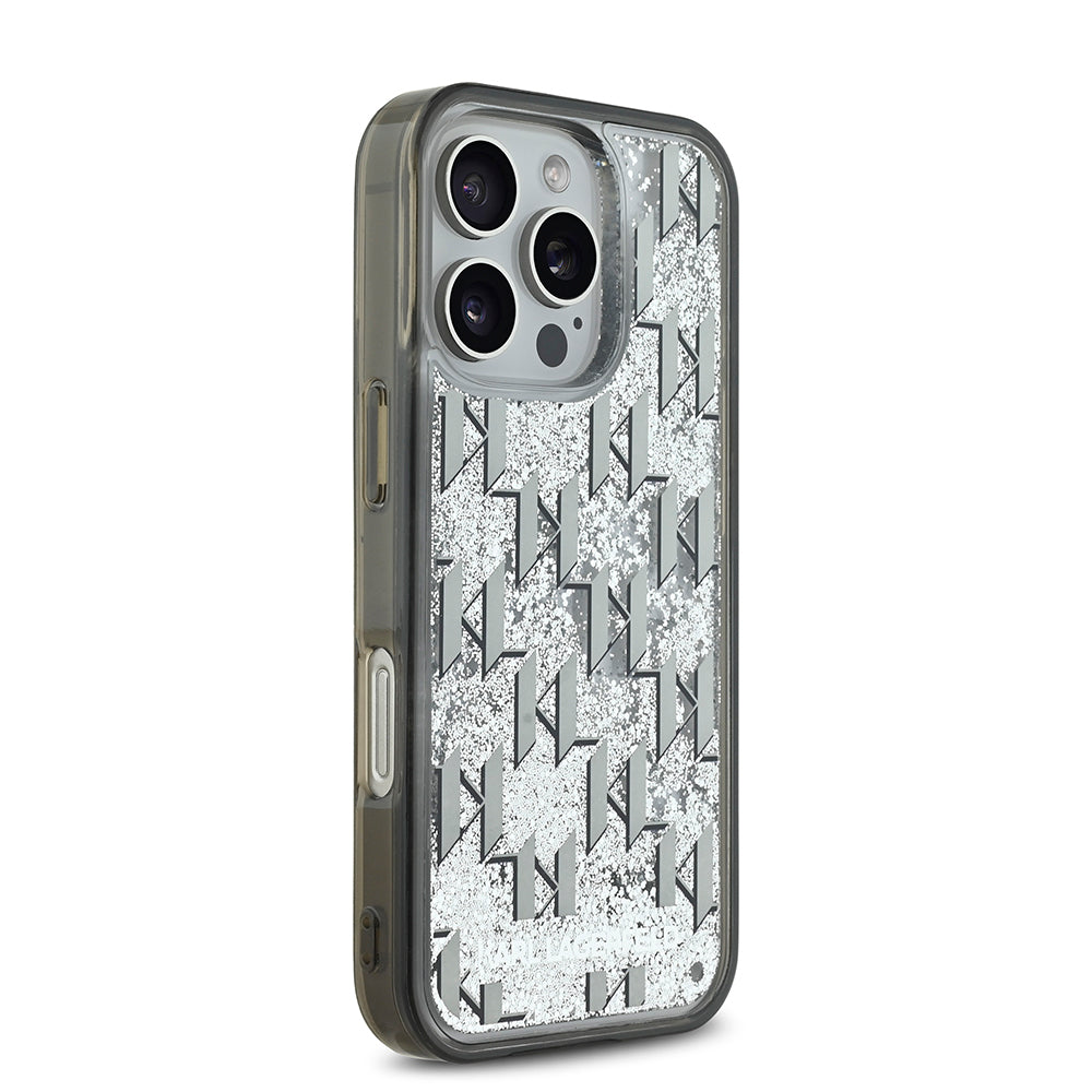 iPhone 16 Pro Kılıf Karl Lagerfeld Orjinal Lisanslı Simli KL Yazılı Monogram Gradient Kapak