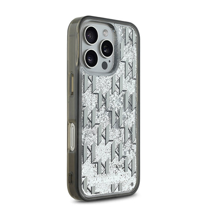 iPhone 16 Pro Kılıf Karl Lagerfeld Orjinal Lisanslı Simli KL Yazılı Monogram Gradient Kapak