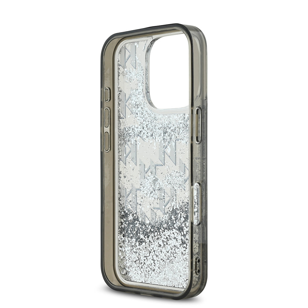 iPhone 16 Pro Kılıf Karl Lagerfeld Orjinal Lisanslı Simli KL Yazılı Monogram Gradient Kapak
