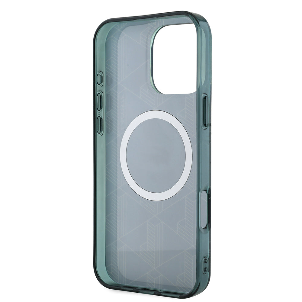 iPhone 16 Pro Kılıf Lacoste Orjinal Lisanslı M-safe Şarj Özellikli IML Baskılı Gümüş Timsah Logolu Monogram Kapak