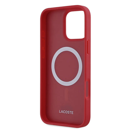 iPhone 16 Pro Kılıf Lacoste Orjinal Lisanslı PU Pike Desenli Arka Yüzey İkonik Timsah Dokuma Logolu Kapak