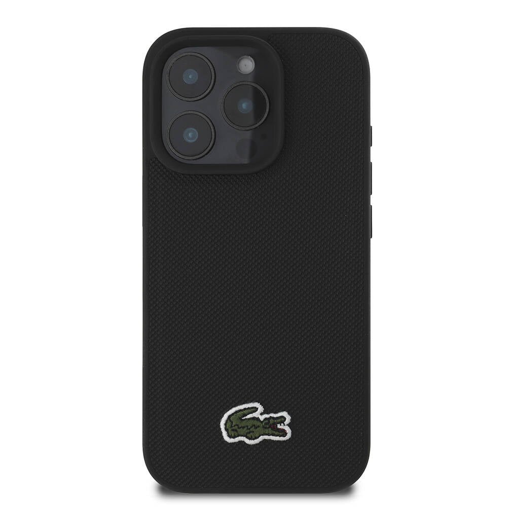 iPhone 16 Pro Kılıf Lacoste Orjinal Lisanslı PU Pike Desenli Arka Yüzey İkonik Timsah Dokuma Logolu Kapak