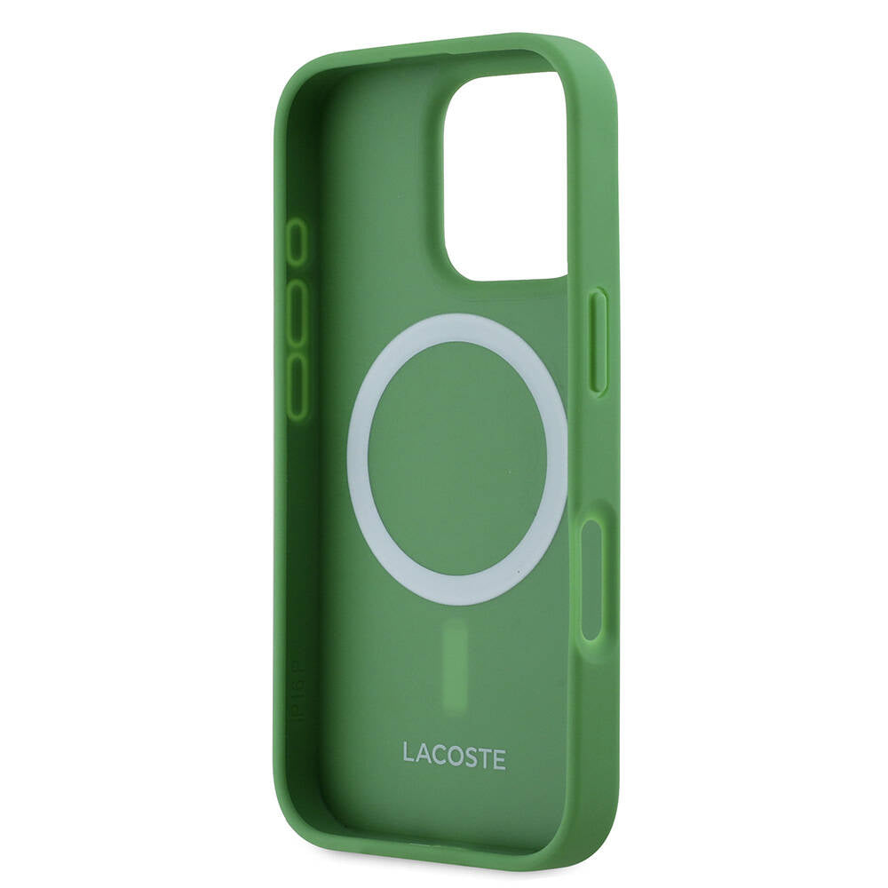 iPhone 16 Pro Kılıf Lacoste Orjinal Lisanslı PU Pike Desenli Arka Yüzey İkonik Timsah Dokuma Logolu Kapak