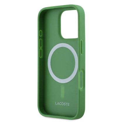 iPhone 16 Pro Kılıf Lacoste Orjinal Lisanslı PU Pike Desenli Arka Yüzey İkonik Timsah Dokuma Logolu Kapak
