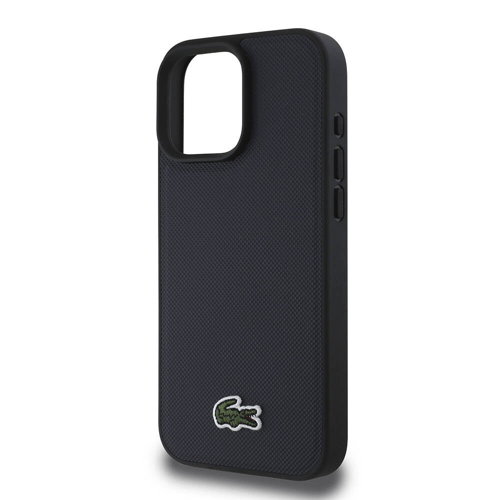 iPhone 16 Pro Kılıf Lacoste Orjinal Lisanslı PU Pike Desenli Arka Yüzey İkonik Timsah Dokuma Logolu Kapak