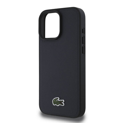 iPhone 16 Pro Kılıf Lacoste Orjinal Lisanslı PU Pike Desenli Arka Yüzey İkonik Timsah Dokuma Logolu Kapak