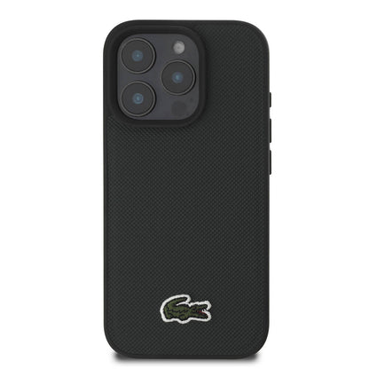 iPhone 16 Pro Kılıf Lacoste Orjinal Lisanslı PU Pike Desenli Arka Yüzey İkonik Timsah Dokuma Logolu Kapak