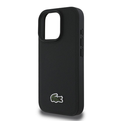 iPhone 16 Pro Kılıf Lacoste Orjinal Lisanslı PU Pike Desenli Arka Yüzey İkonik Timsah Dokuma Logolu Kapak + Type-C Kablo 1.5m