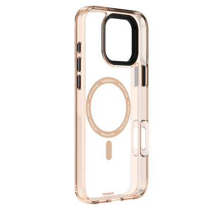 iPhone 16 Pro Kılıf M-safe Şarj Özellikli Cam Arka Yüzey TPU Youngkit Gemstone Clear Serisi Kapak