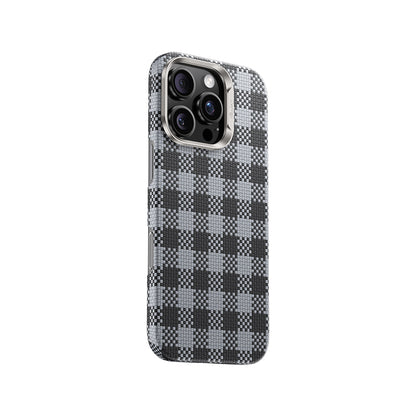 iPhone 16 Pro Kılıf M-safe Şarj Özellikli Ekose Tasarımlı Benks ArmorVichy Kevlar Kapak