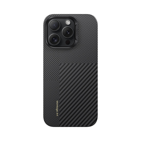 iPhone 16 Pro Kılıf M-safe Şarj Özellikli Karbon Fiber Metal Kamera Çerçeveli Benks Montage ArmorAir Kevlar Kapak