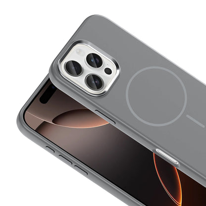 Apple iPhone 16 Pro Kılıf M-Safe Şarj Özellikli Metal Kamera Çerçeveli Zore Edi Silikon Kapak