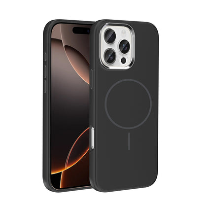 Apple iPhone 16 Pro Kılıf M-Safe Şarj Özellikli Metal Kamera Çerçeveli Zore Edi Silikon Kapak