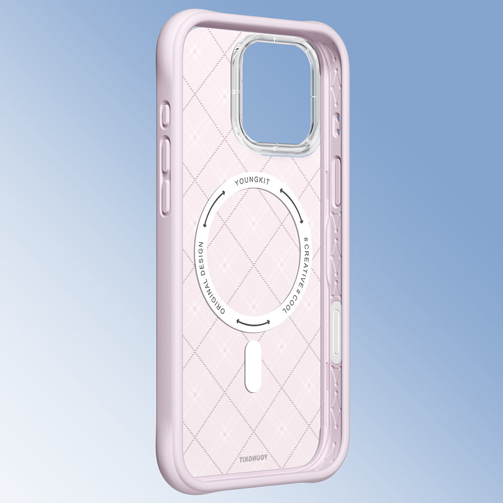iPhone 16 Pro Kılıf M-safe Şarj Özellikli Youngkit Argyle Serisi Kapak