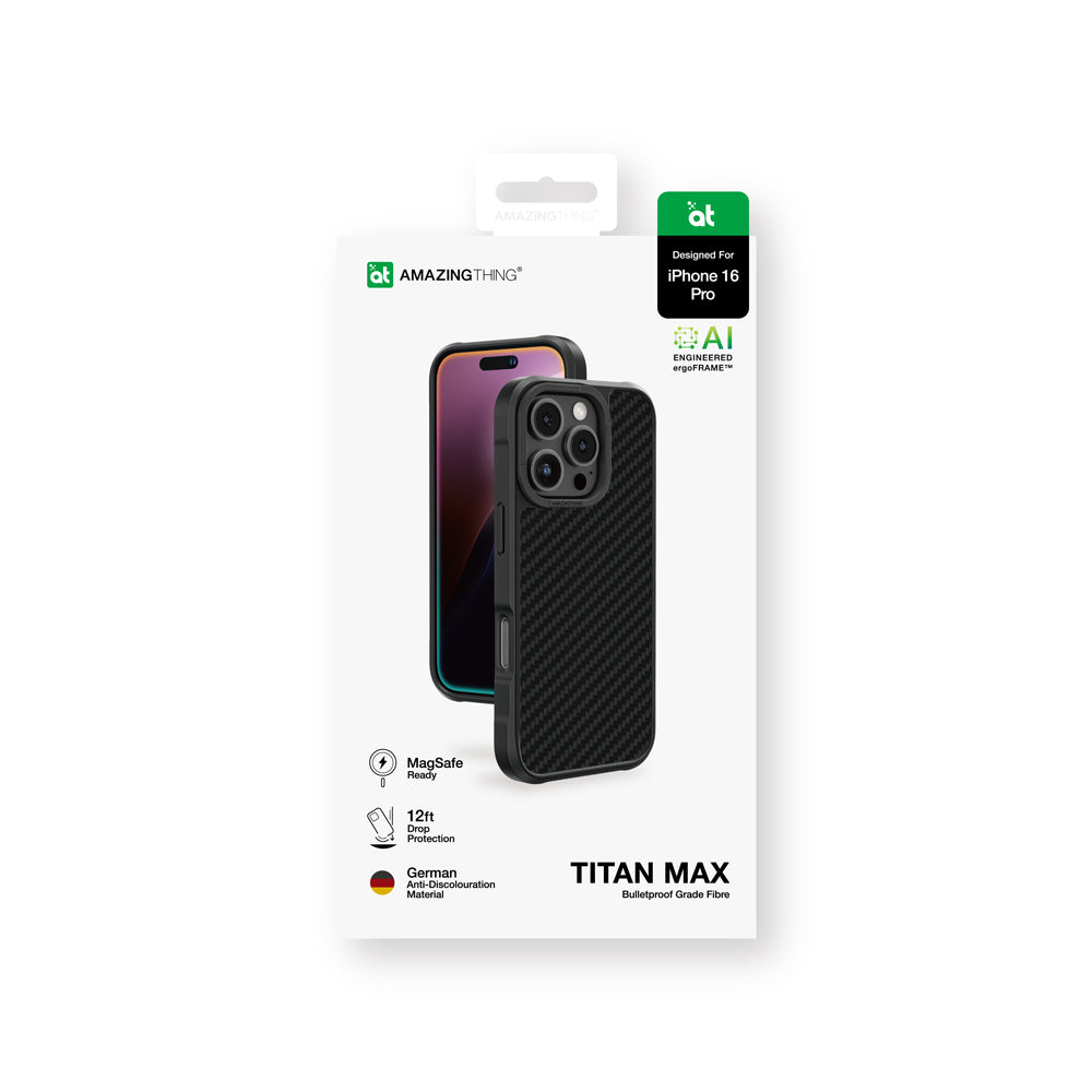 iPhone 16 Pro Kılıf M-safe Şarj Özellikli 600D Aramid Fiber Amazingthing Titan Max Serisi Kapak