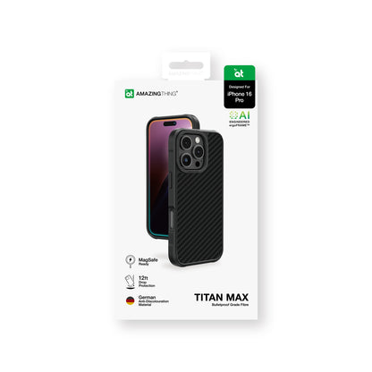 iPhone 16 Pro Kılıf M-safe Şarj Özellikli 600D Aramid Fiber Amazingthing Titan Max Serisi Kapak