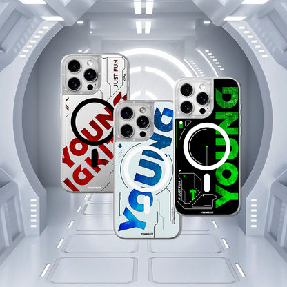 iPhone 16 Pro Kılıf M-safe Şarj Özellikli Airbagli Çift Katmanlı Youngkit Future Streamer Serisi Kapak