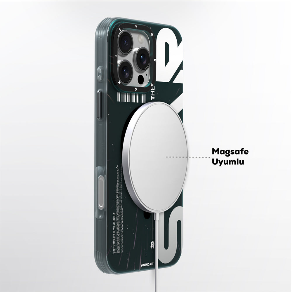 iPhone 16 Pro Kılıf M-safe Şarj Özellikli Airbagli Hologram Tasarımlı Youngkit Interstellar Serisi Kapak