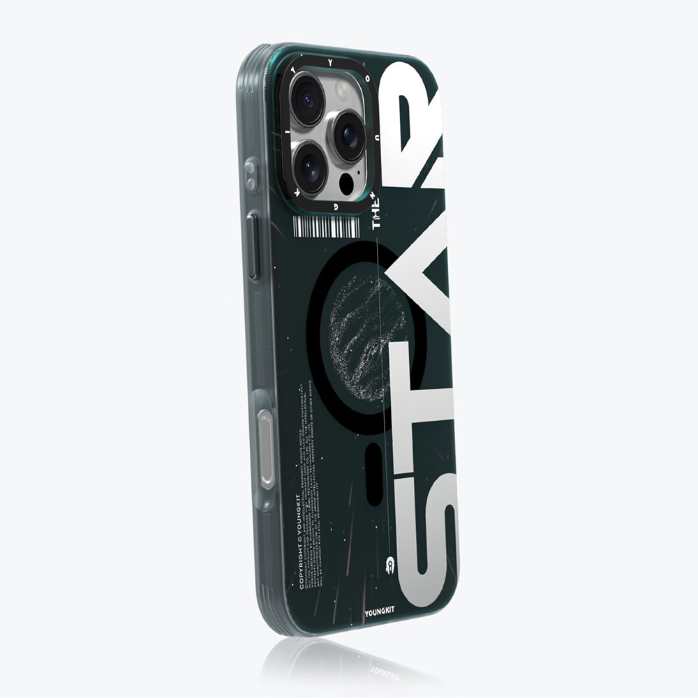 iPhone 16 Pro Kılıf M-safe Şarj Özellikli Airbagli Hologram Tasarımlı Youngkit Interstellar Serisi Kapak