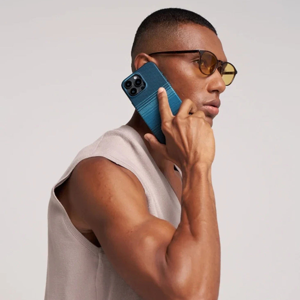 iPhone 16 Pro Kılıf M-safe Şarj Özellikli Aramid Fiber Pitaka Military-Grade Sunset-Moonrise Serisi Moonrise Kapak