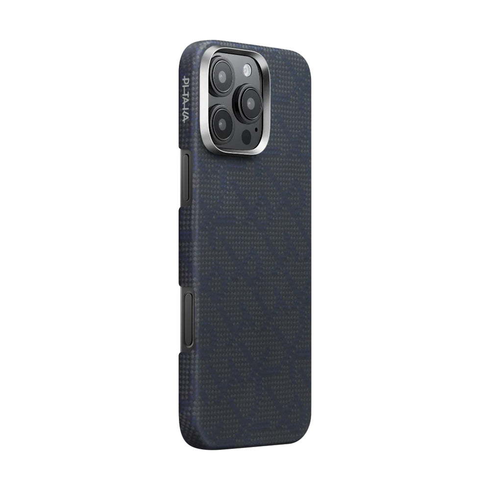 iPhone 16 Pro Kılıf M-safe Şarj Özellikli Aramid Fiber Pitaka Tactile Woven Monogram Serisi Kapak