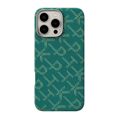iPhone 16 Pro Kılıf M-safe Şarj Özellikli Aramid Fiber Pitaka Tactile Woven Monogram Serisi Kapak