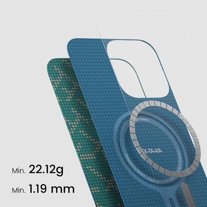 iPhone 16 Pro Kılıf M-safe Şarj Özellikli Aramid Fiber Pitaka Tactile Woven Monogram Serisi Kapak