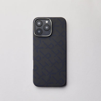 iPhone 16 Pro Kılıf M-safe Şarj Özellikli Aramid Fiber Pitaka Tactile Woven Monogram Serisi Kapak