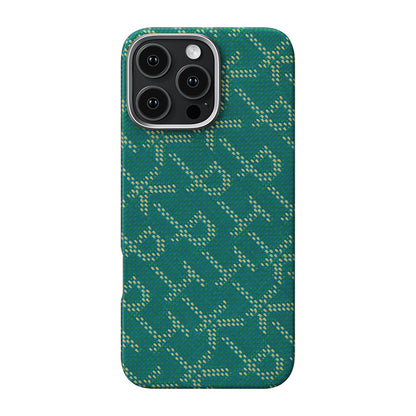 iPhone 16 Pro Kılıf M-safe Şarj Özellikli Aramid Fiber Pitaka Tactile Woven Monogram Serisi Kapak