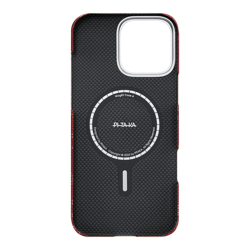 iPhone 16 Pro Kılıf M-safe Şarj Özellikli Aramid Fiber Pitaka Tactile Woven Monogram Serisi Kapak