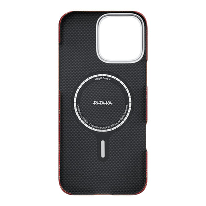 iPhone 16 Pro Kılıf M-safe Şarj Özellikli Aramid Fiber Pitaka Tactile Woven Monogram Serisi Kapak